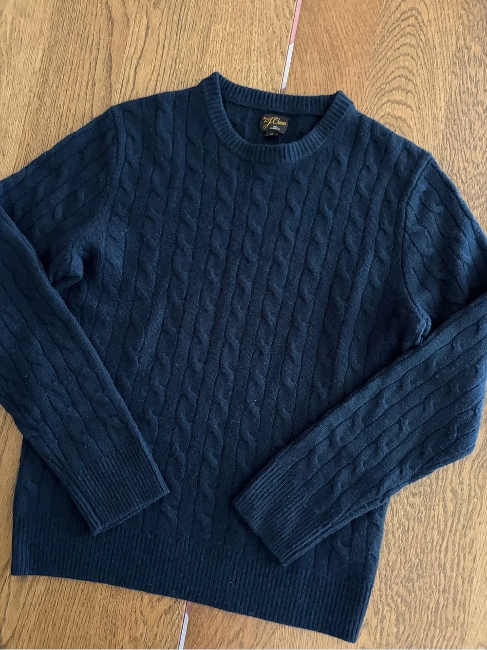 J. CREW Cashmere cable-knit sweater in Navy Size M $298 AZ972